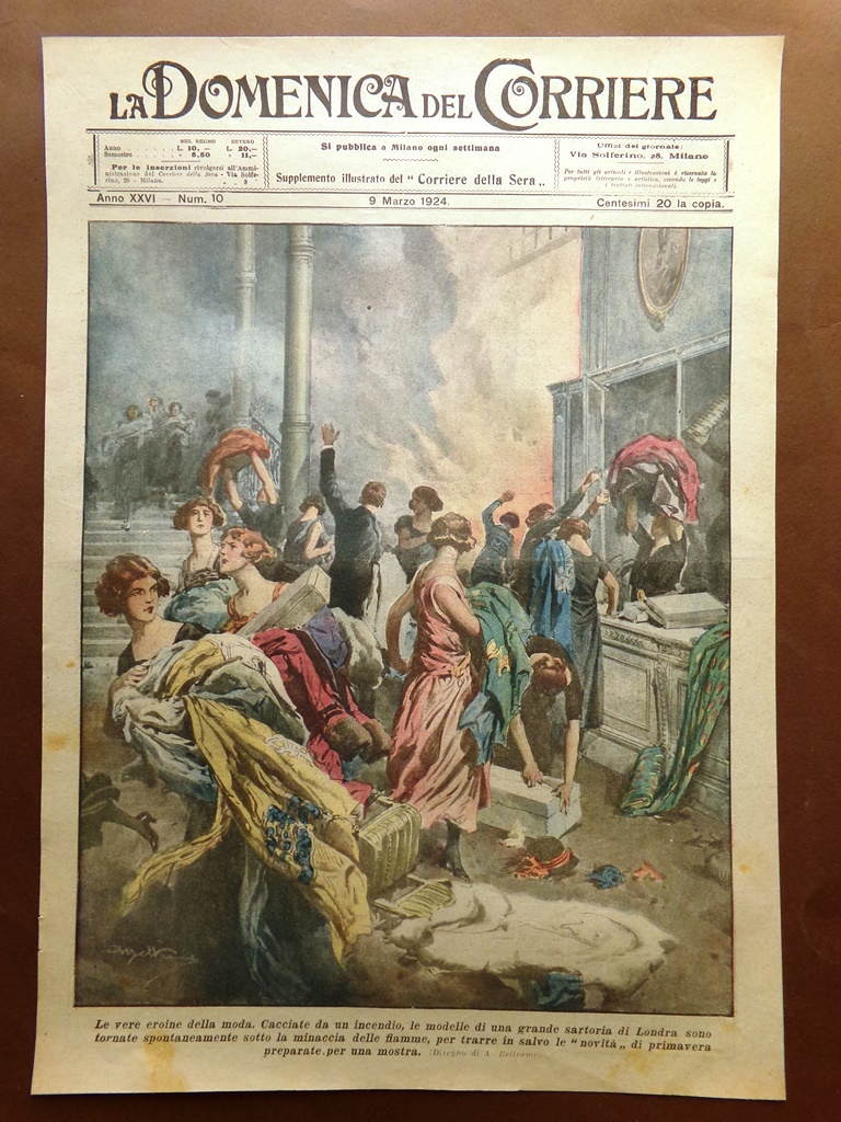 Copertina Domenica Corriere nr. 10 del 1924 Incendio Sartoria di …