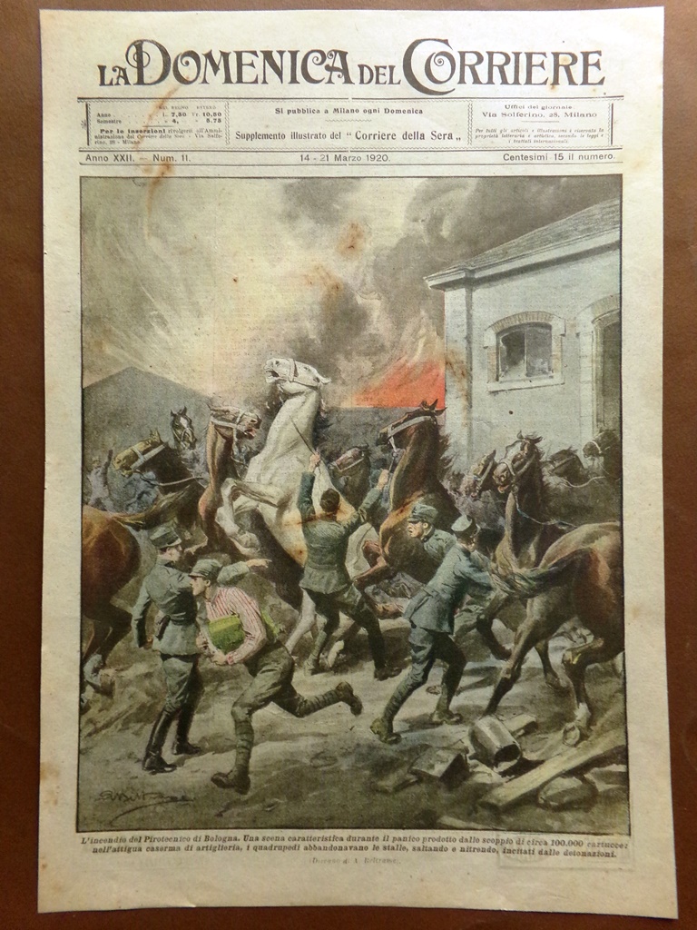 Copertina Domenica Corriere nr. 11 del 1920 Incendio Pirotecnico di …