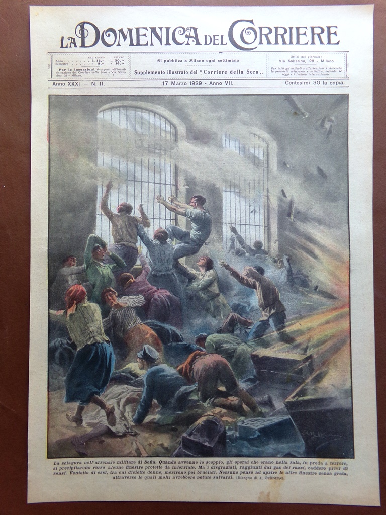 Copertina Domenica Corriere nr. 11 del 1929 Scoppio Arsenale Militare …