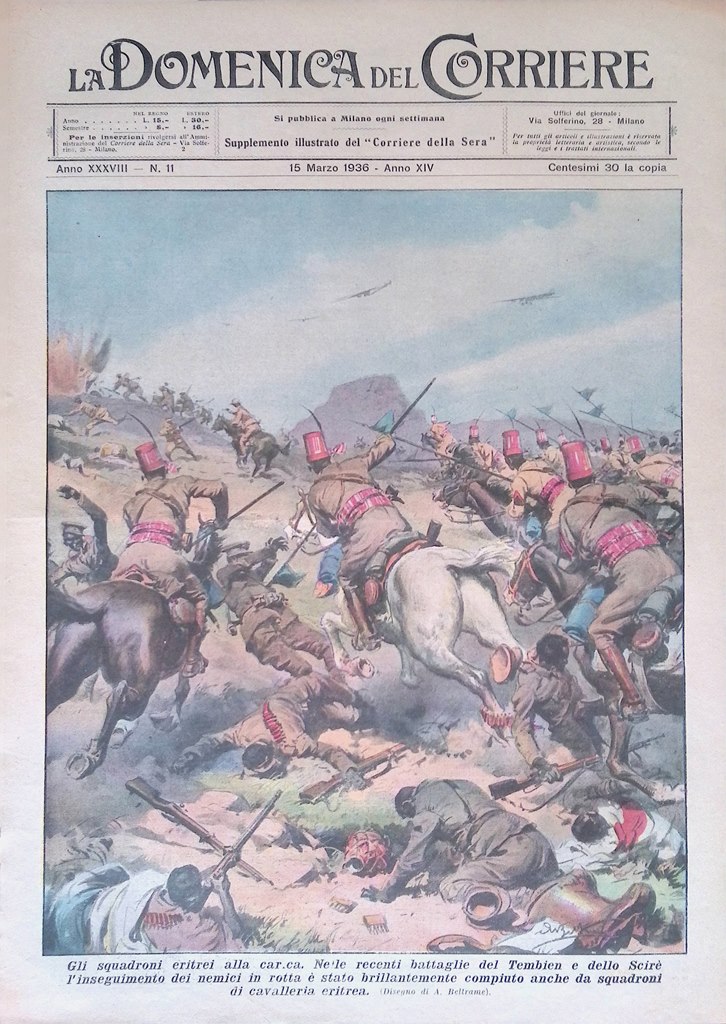 Copertina Domenica Corriere nr. 11 del 1936 Carica Squadre Eritrei …