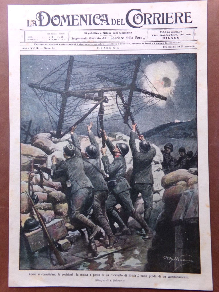 Copertina Domenica Corriere nr. 14 del 1916 WW1 Cavallo di …