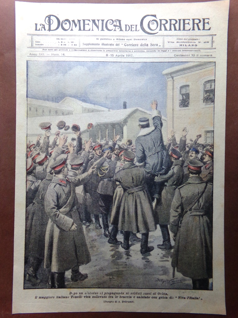 Copertina Domenica Corriere nr. 14 del 1917 WW1 Propaganda Soldati …