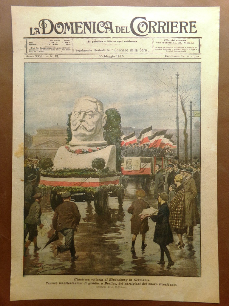 Copertina Domenica Corriere nr. 19 del 1925 Vittoria di Hindenburg …