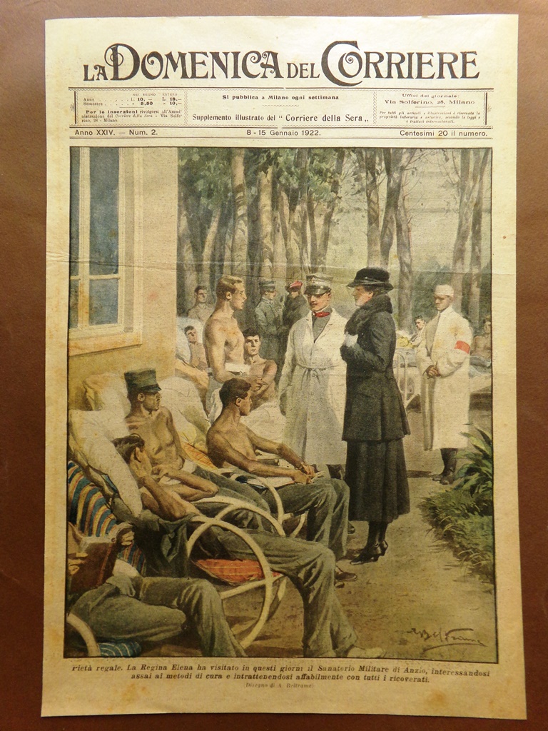 Copertina Domenica Corriere nr. 2 del 1922 Regina Elena Sanatorio …