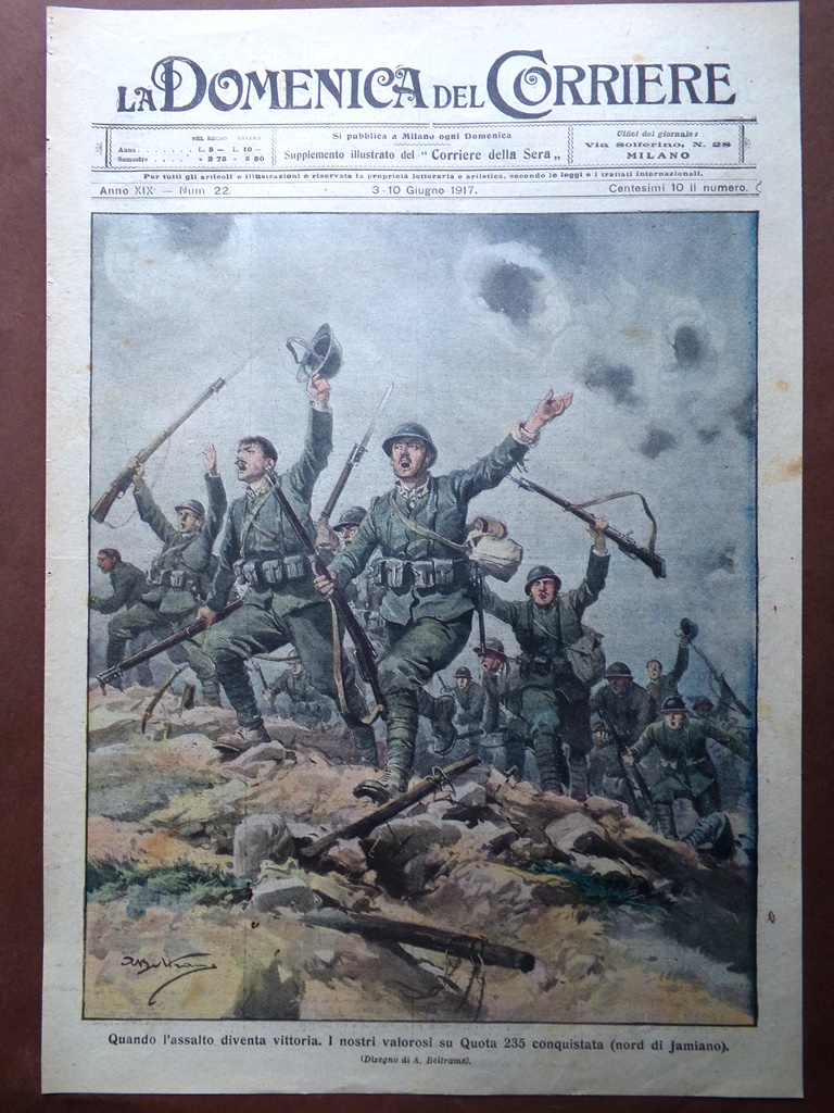 Copertina Domenica Corriere nr. 22 del 1917 WW1 Conquista Quota …