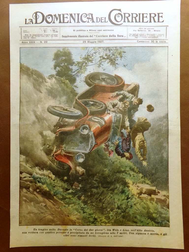 Copertina Domenica Corriere nr. 22 del 1927 Corsa Due Giorni …