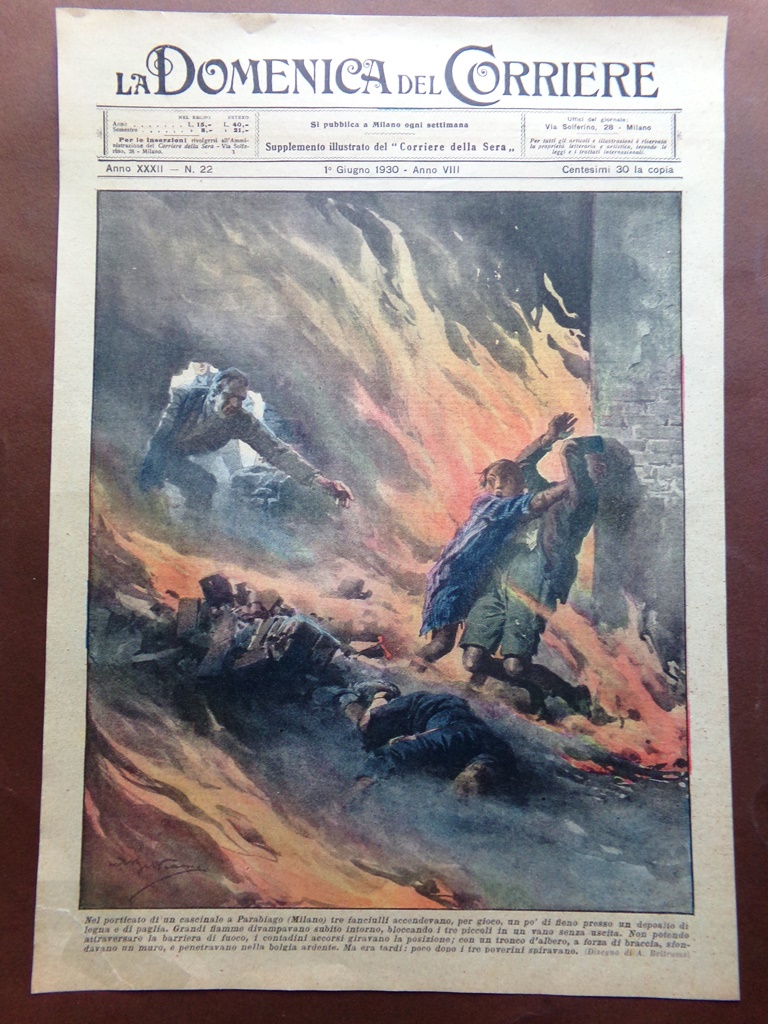 Copertina Domenica Corriere nr. 22 del 1930 Parabiago Milano Deposito …