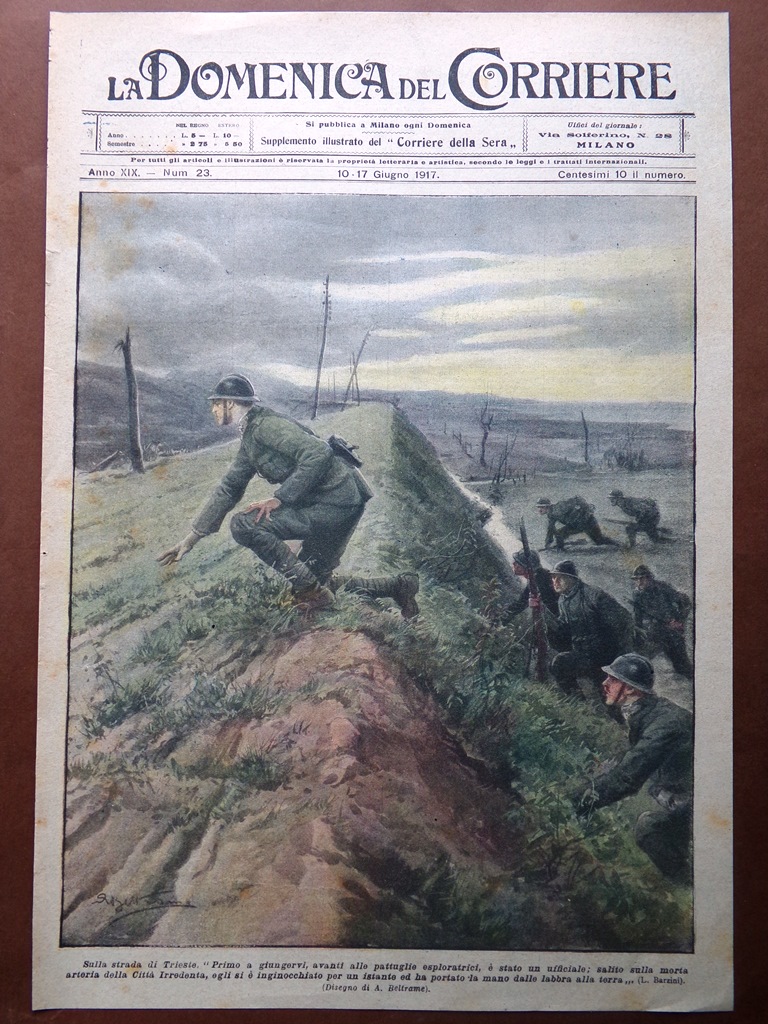 Copertina Domenica Corriere nr. 23 del 1917 WW1 Strada Trieste …