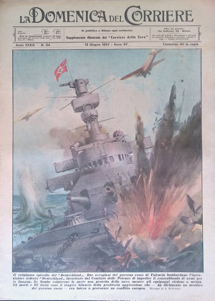 Copertina Domenica Corriere nr. 24 del 1937 Bombe su Deutschland …