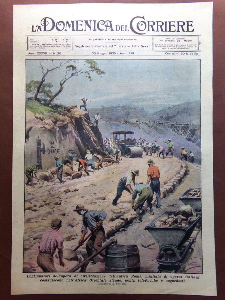 Copertina Domenica Corriere nr. 26 del 1935 Civilizzazione Africa Orientale …