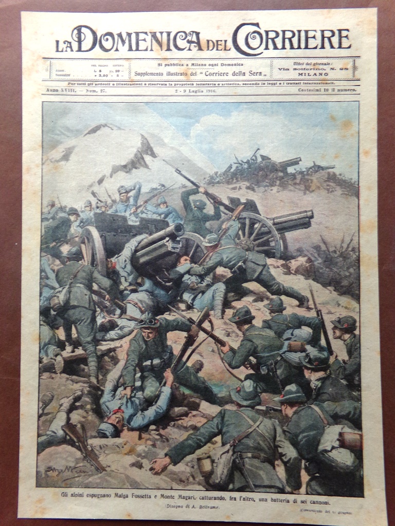 Copertina Domenica Corriere nr. 27 del 1916 WW1 Malga Fossetta …