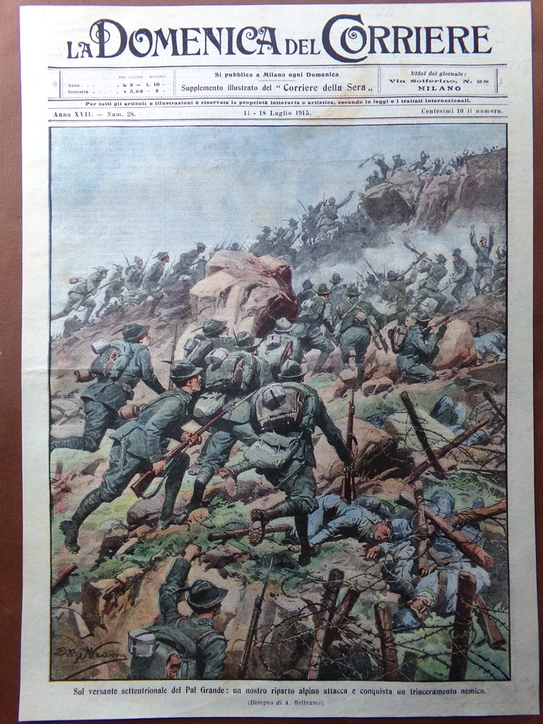 Copertina Domenica Corriere nr. 28 del 1915 WW1 Fronte Pal …
