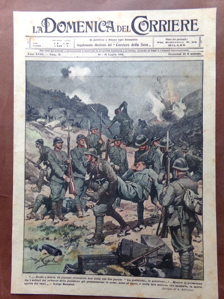 Copertina Domenica Corriere nr. 29 del 1916 WW1 Luigi Barzini …