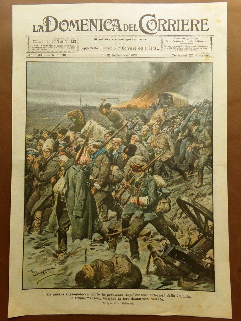 Copertina Domenica Corriere nr. 36 del 1920 Guerra Russia Polonia …