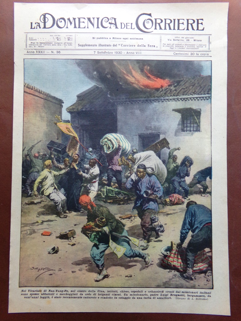 Copertina Domenica Corriere nr. 36 del 1930 Nan Yang Fu …