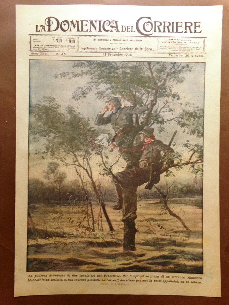 Copertina Domenica Corriere nr. 37 del 1925 Cacciatori Bloccati nel …