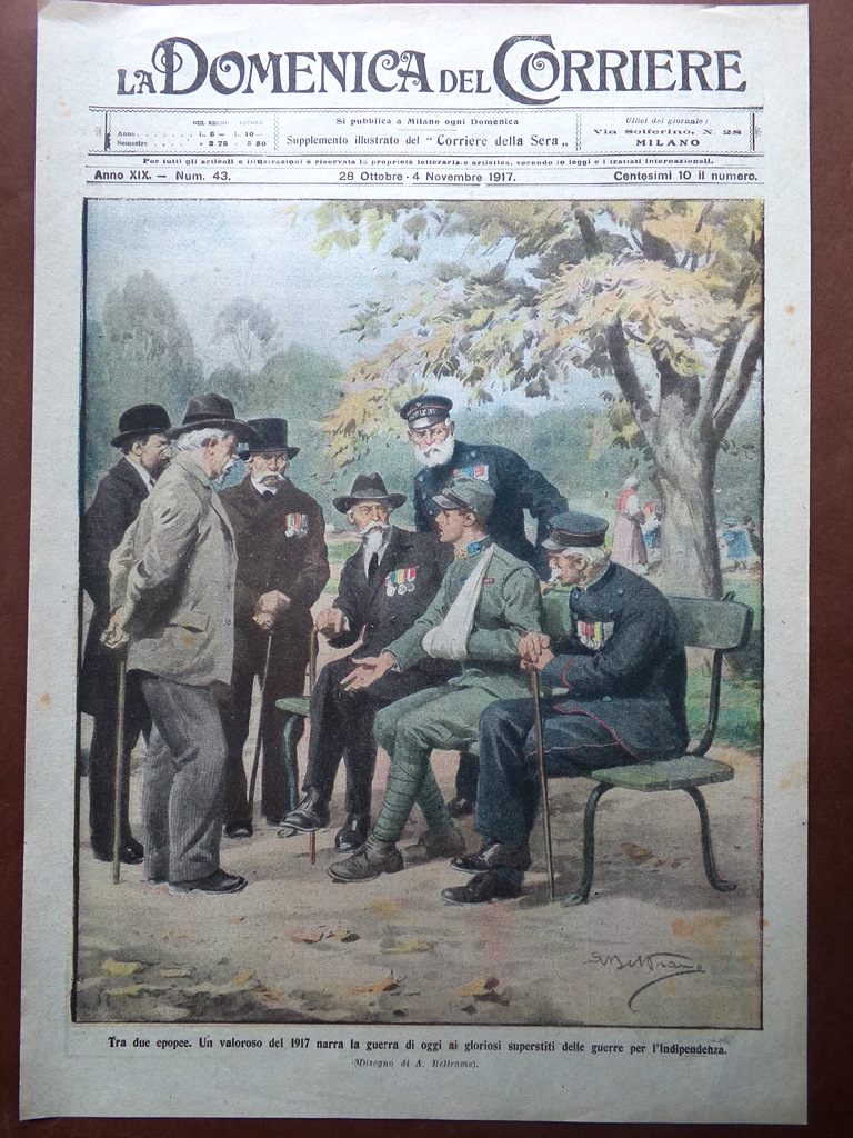 Copertina Domenica Corriere nr. 43 del 1917 WW1 Valoroso Guerra …