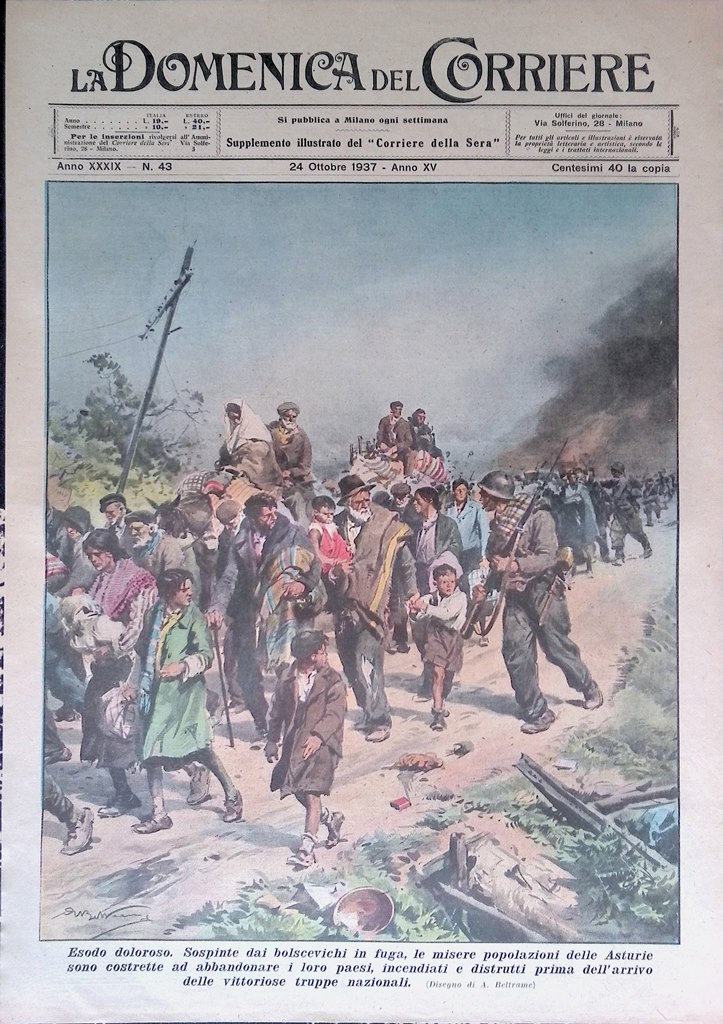 Copertina Domenica Corriere nr. 43 del 1937 Esodo Popolazioni delle …