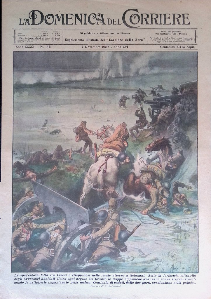 Copertina Domenica Corriere nr. 45 del 1937 Guerra Cina Giappone …