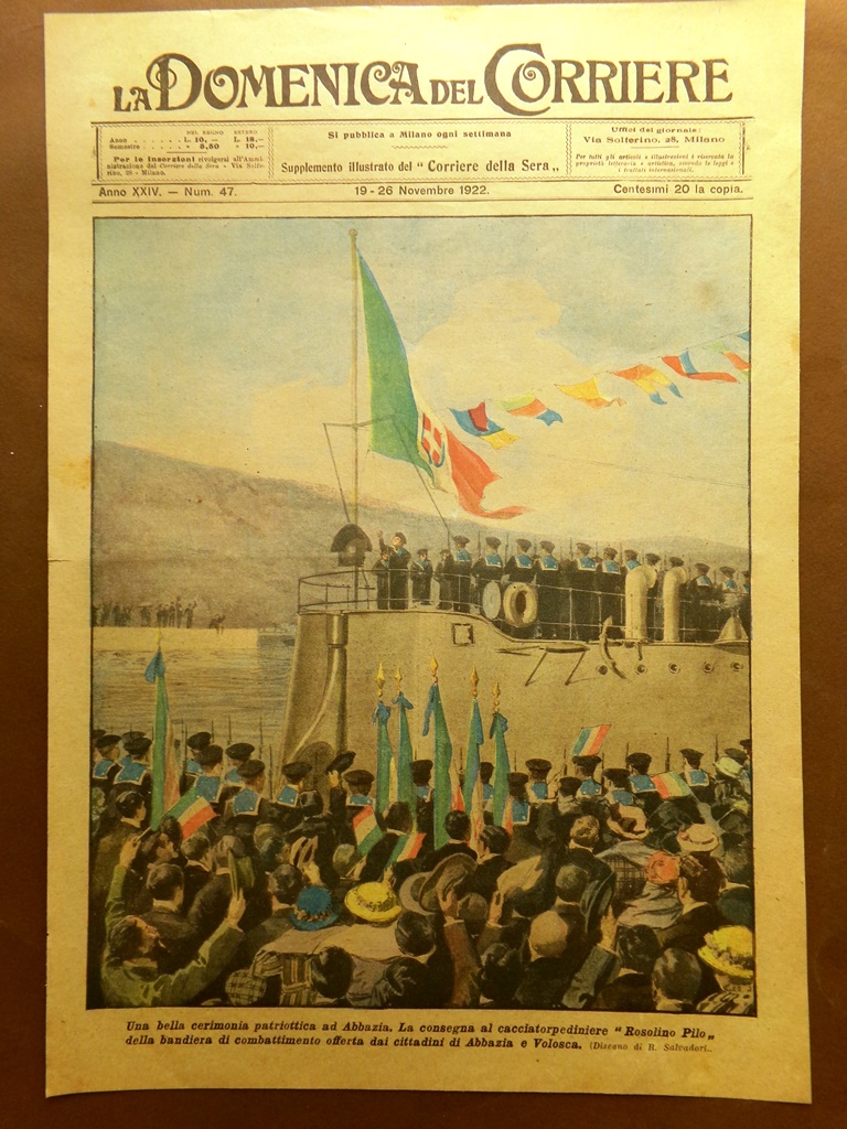 Copertina Domenica Corriere nr. 47 del 1922 Cerimonia Abbazia Nave …