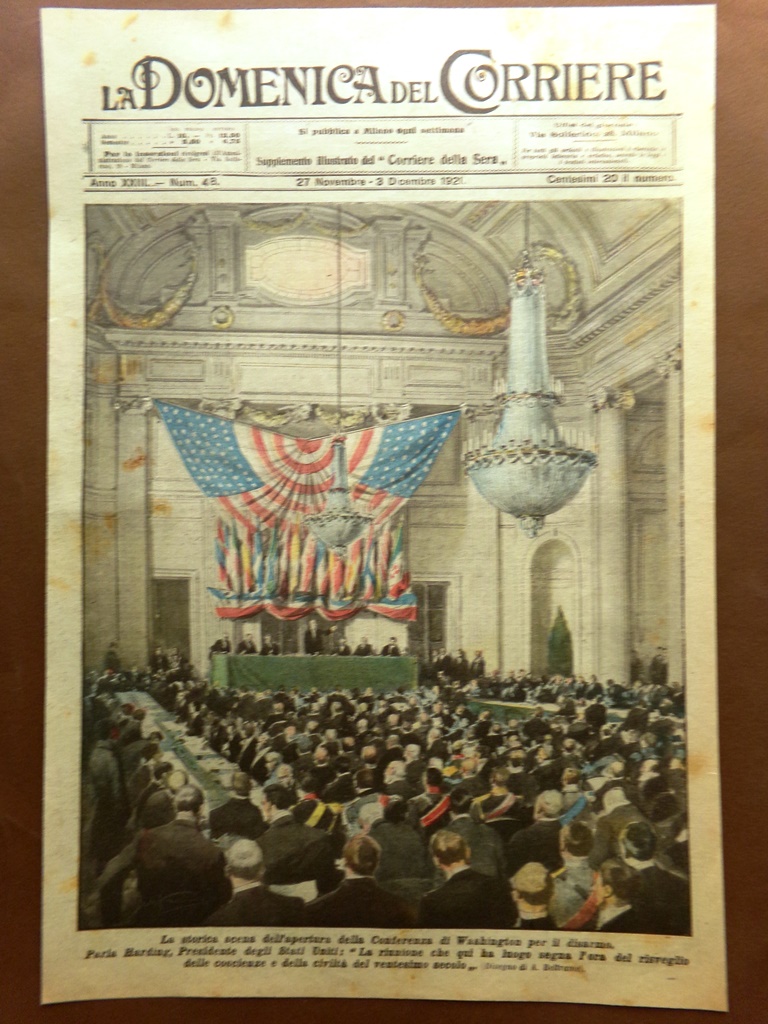 Copertina Domenica Corriere nr. 48 del 1921 Conferenza Washington per …