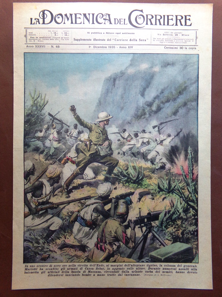 Copertina Domenica Corriere nr. 48 del 1935 Generale Mariotti Cassa …