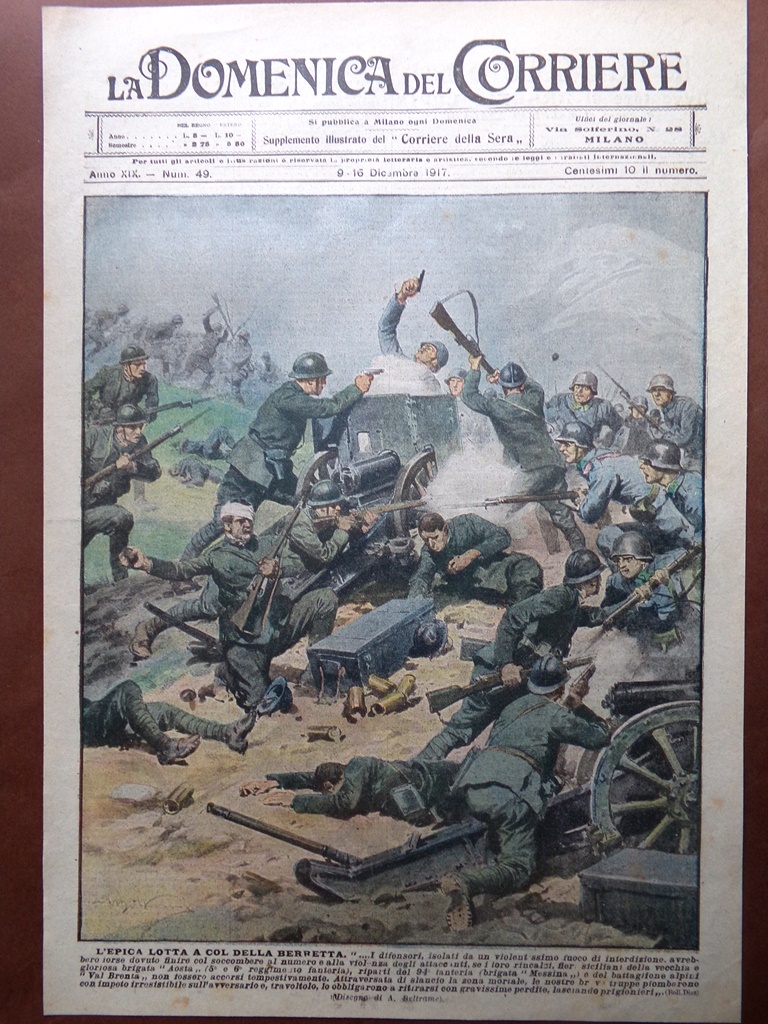 Copertina Domenica Corriere nr. 49 del 1917 WW1 Lotta Col …