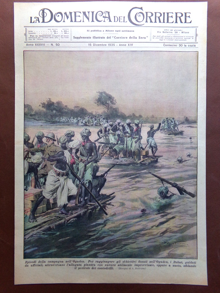 Copertina Domenica Corriere nr. 50 del 1935 Ogaden Dubat Pianura …