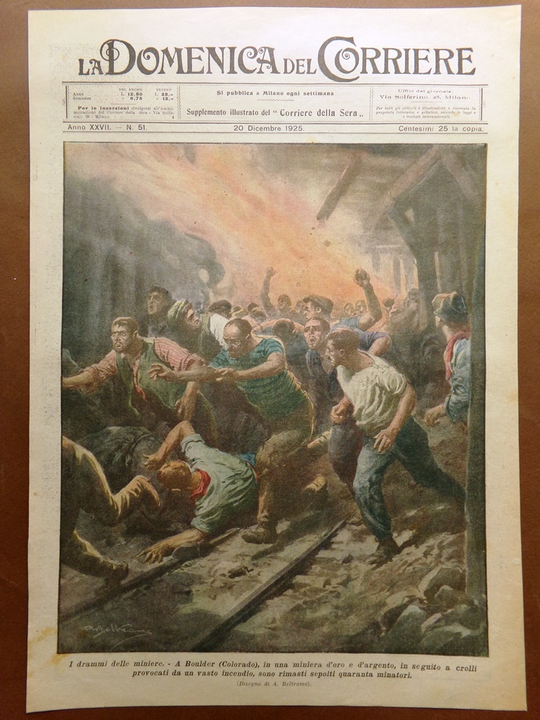 Copertina Domenica Corriere nr. 51 del 1925 Crollo Miniera Boulder …