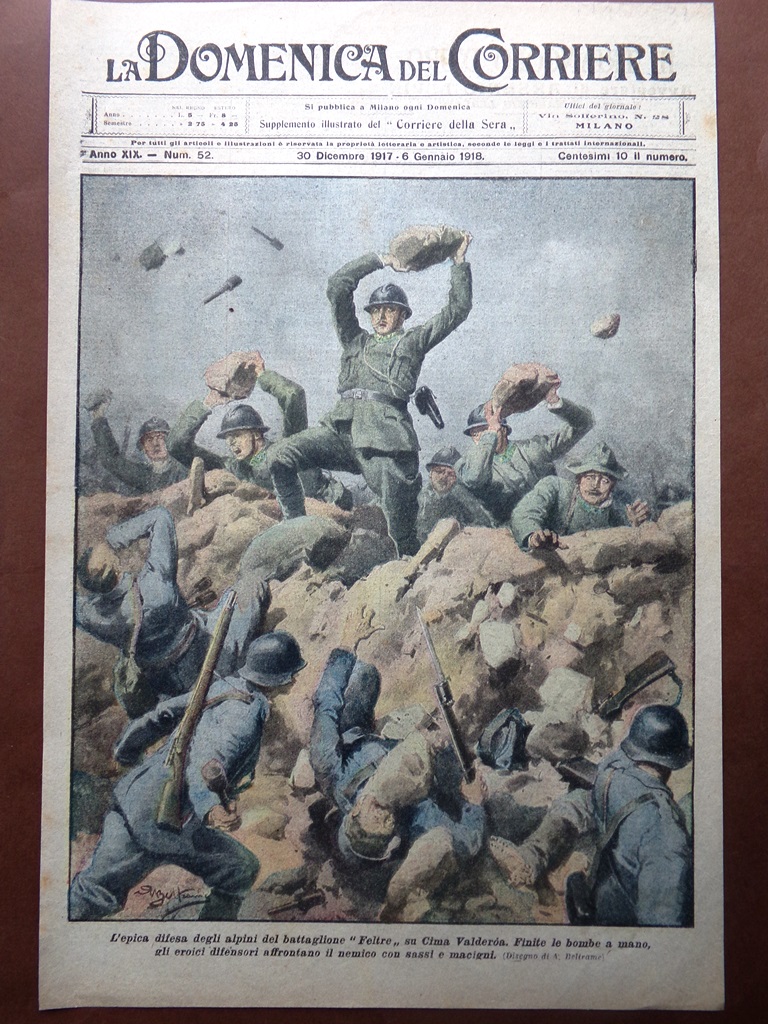 Copertina Domenica Corriere nr. 52 del 1917 WW1 Difesa di …