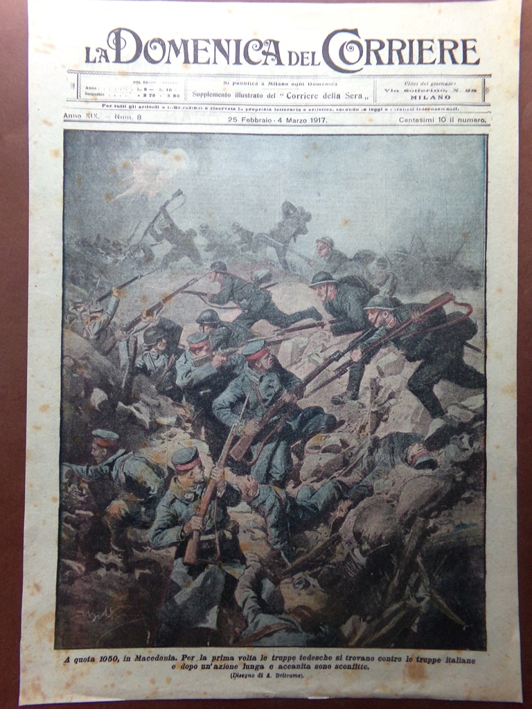 Copertina Domenica Corriere nr. 8 del 1917 WW1 In Macedonia …