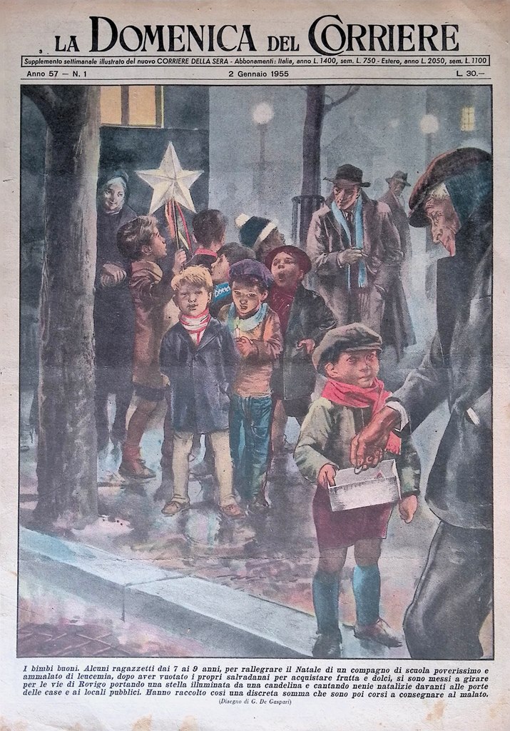 Copertina Domenica del Corriere nr. 1 del 1955 Rovigo Beneficenza …