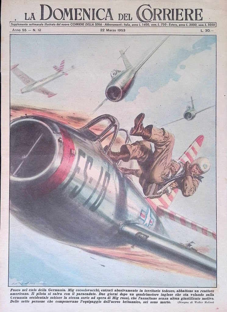 Copertina Domenica del Corriere nr. 12 del 1953 Mig Cecoslovacchi …