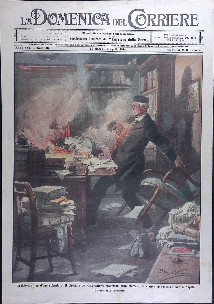 Copertina Domenica del Corriere nr. 13 del 1914 Morte Scienziato …