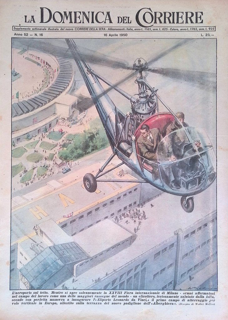 Copertina Domenica del Corriere nr. 16 del 1950 Aeroporto Tetto …