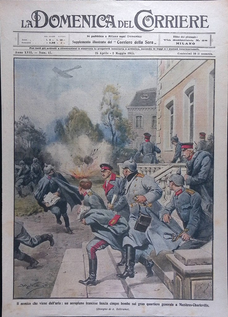 Copertina Domenica del Corriere nr. 17 del 1915 WW1 Mezieres …