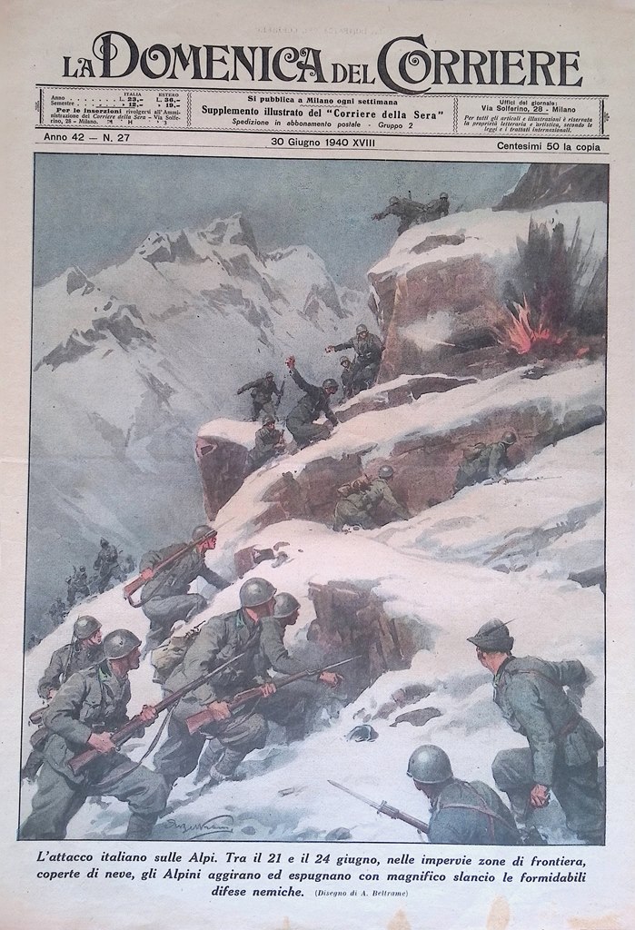 Copertina Domenica del Corriere nr. 27 del 1940 WW2 Attacco …