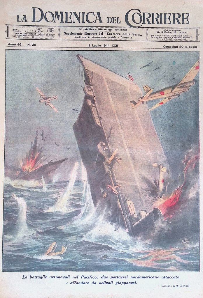 Copertina Domenica del Corriere nr. 28 del 1944 WW2 Battaglie …