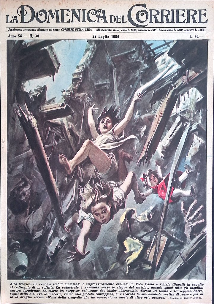 Copertina Domenica del Corriere nr. 30 del 1956 Crollo Stabile …