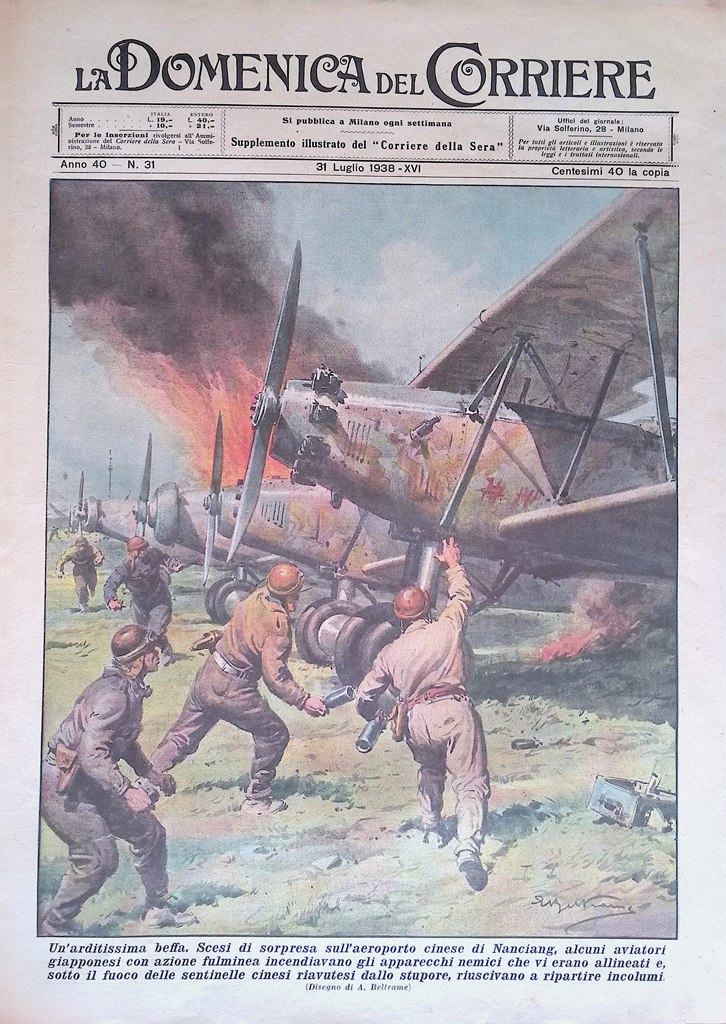 Copertina Domenica del Corriere nr. 31 del 1938 Aviatori Giapponesi …