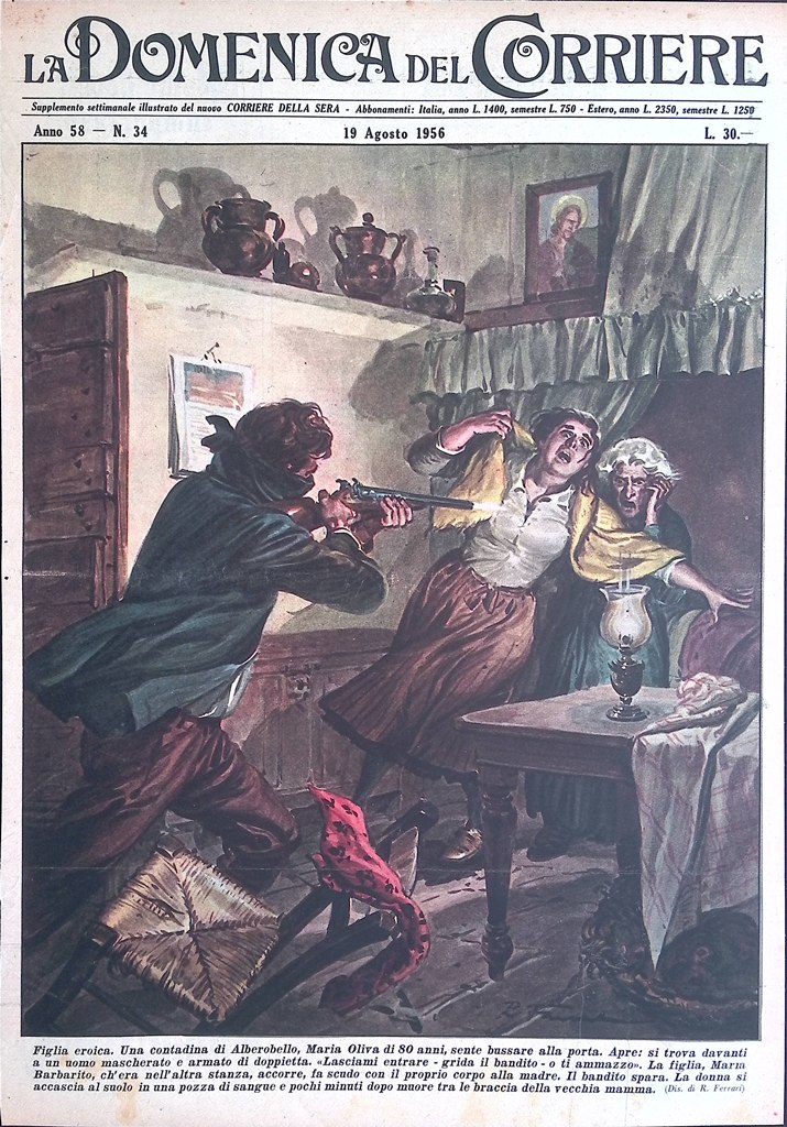 Copertina Domenica del Corriere nr. 34 del 1956 Alberobello Maria …