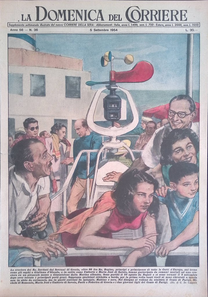 Copertina Domenica del Corriere nr. 36 del 1954 Crociera Sovrani …