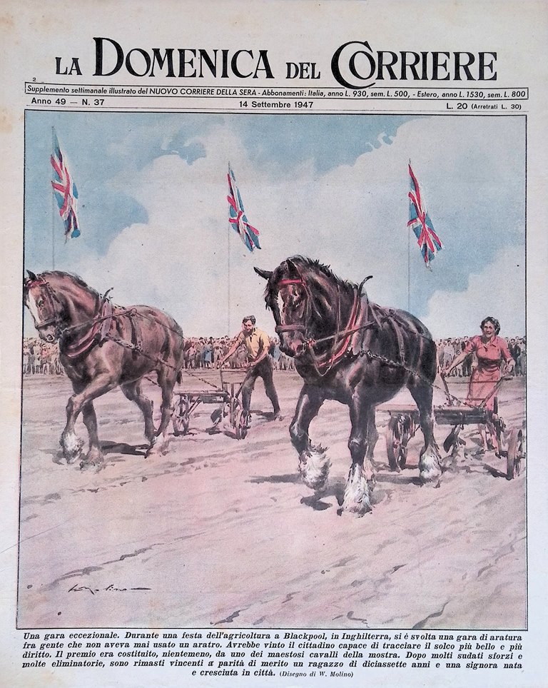 Copertina Domenica del Corriere nr. 37 del 1947 Festa Agricoltura …