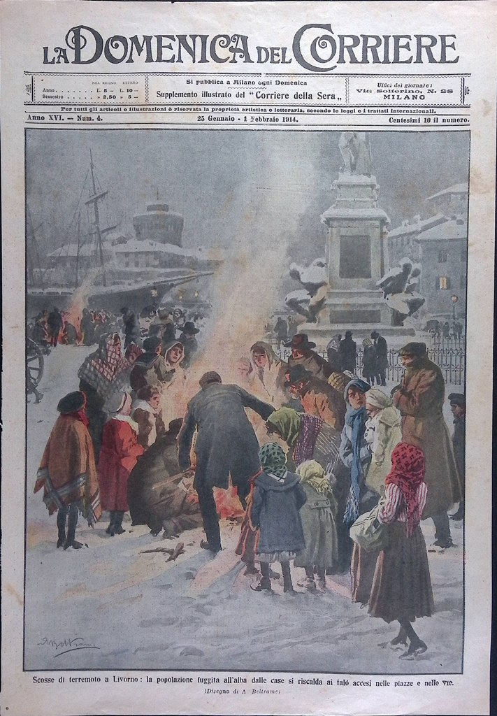 Copertina Domenica del Corriere nr. 4 del 1914 Terremoto a …