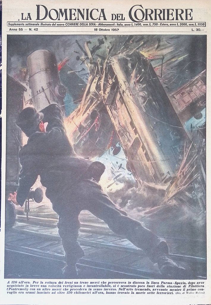 Copertina Domenica del Corriere nr. 42 del 1953 Treno Merci …