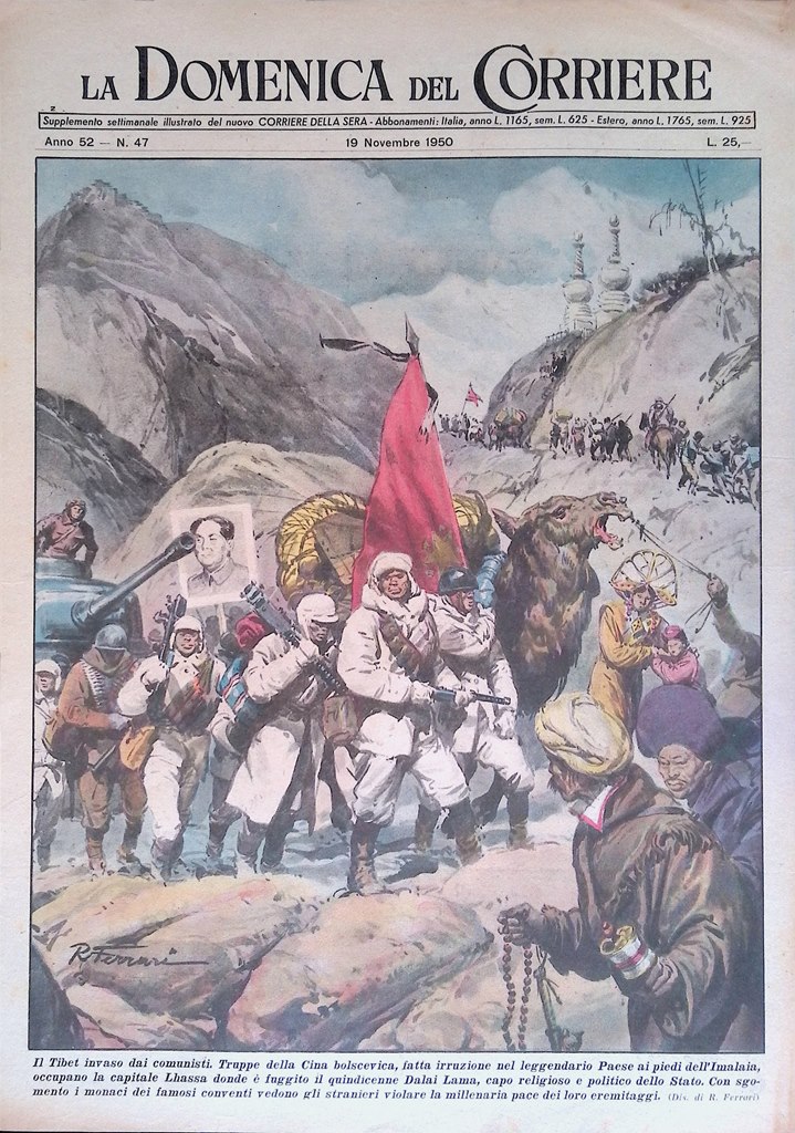 Copertina Domenica del Corriere nr. 47 del 1950 Tibet Invaso …