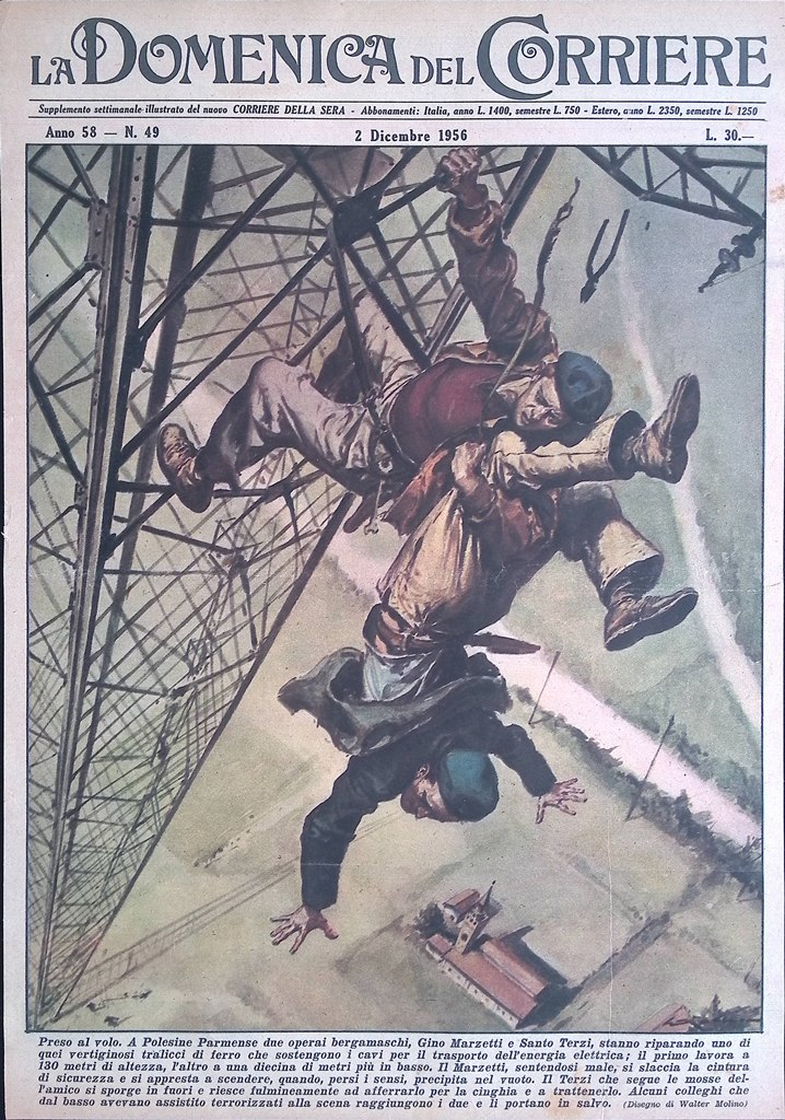 Copertina Domenica del Corriere nr. 49 del 1956 Polesine Marzetti …