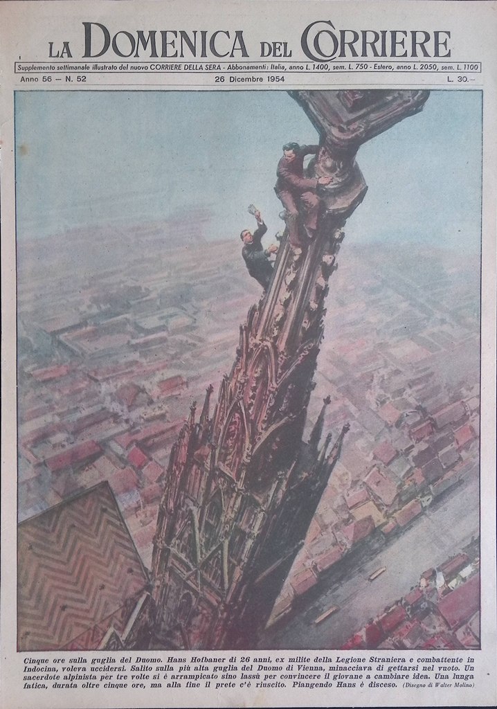 Copertina Domenica del Corriere nr. 52 del 1954 Hans Hofbaner …