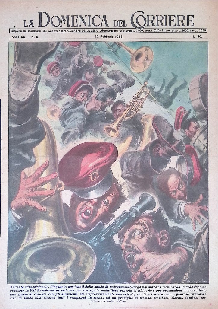 Copertina Domenica del Corriere nr. 8 del 1953 Rientro Banda …