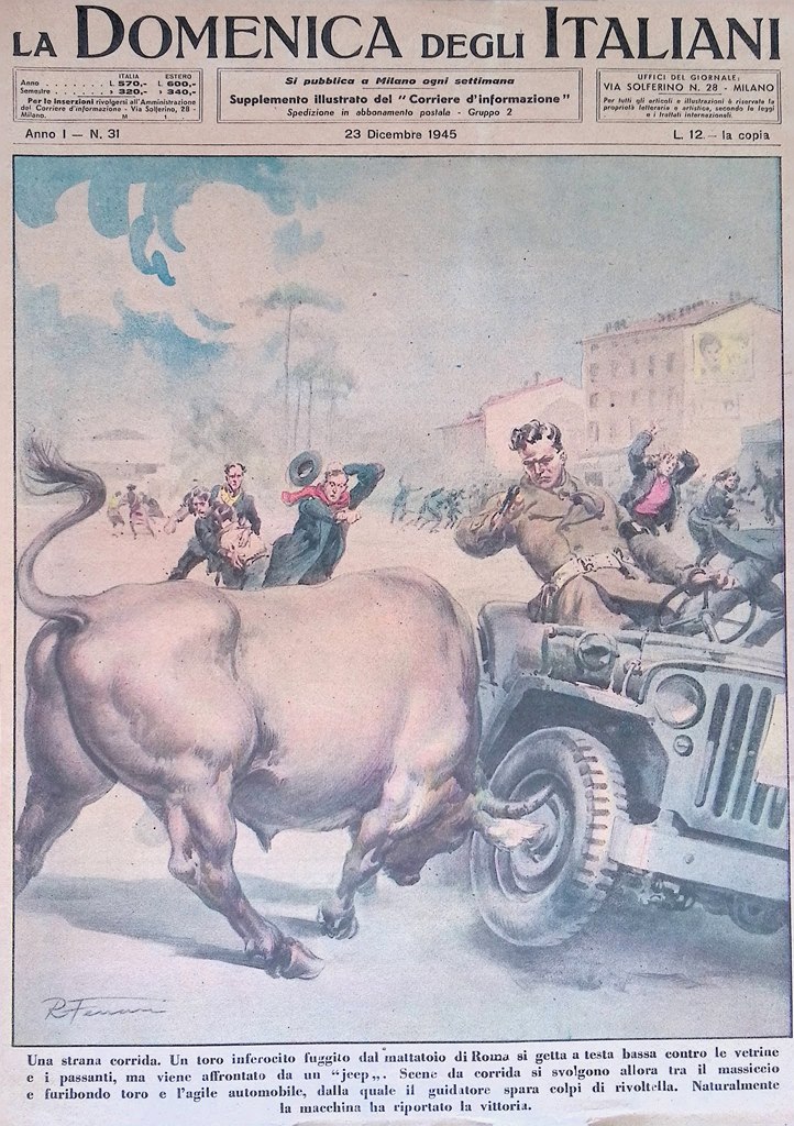 Copertina Domenica Italiani nr. 31 del 1945 Lotta Toro Inferocito …